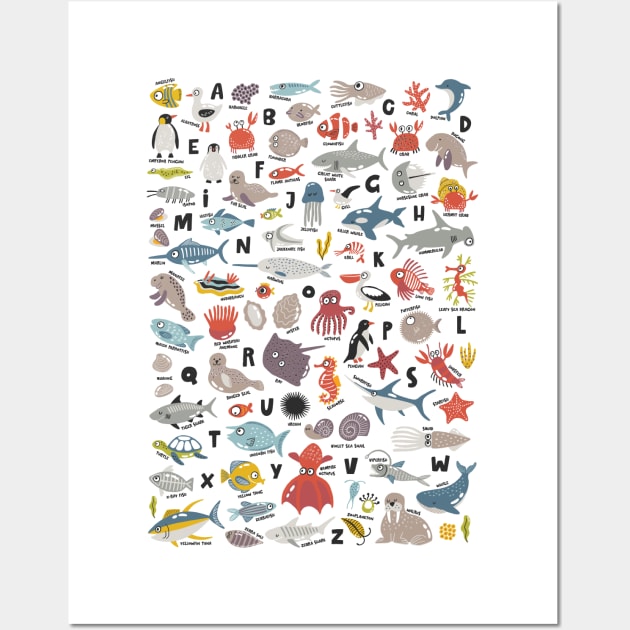 Sea Animals Alphabet Wall Art by JunkyDotCom